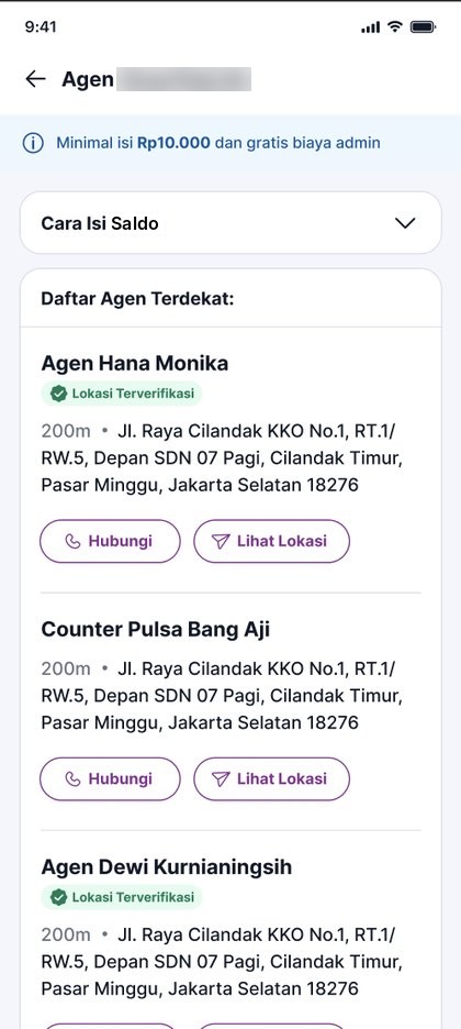 Agent page with instructions and nearby agents