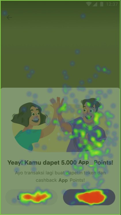 Tap heatmap on the result screen showing the points won